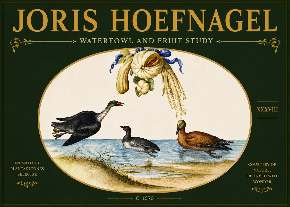 Joris Hoefnagel Waterfowl and Fruit Study No6 - Plakat
