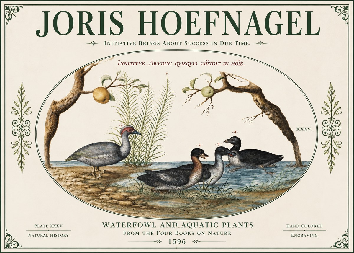 Joris Hoefnagel Waterfowl and Aquatic Plants No4 - Plakat