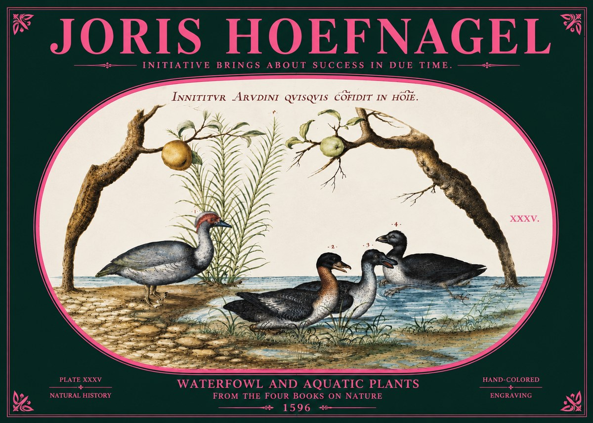 Joris Hoefnagel Waterfowl and Aquatic Plants No6 - Plakat