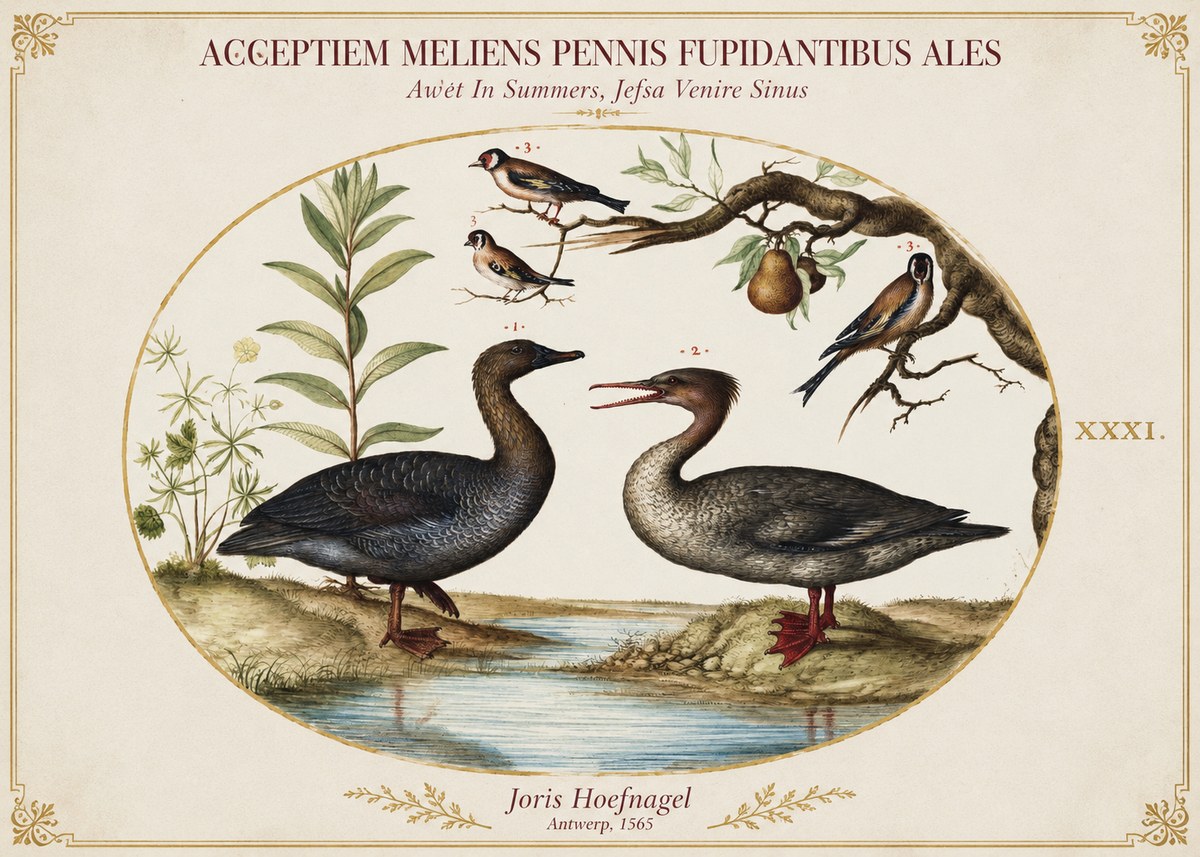 Joris Hoefnagel Acceptiem Meliens Pennis Fupidantibus Ales No1 - Plakat
