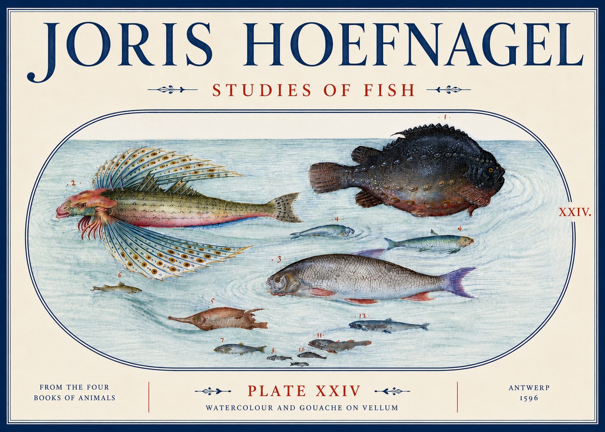 Joris Hoefnagel Studies of Fish II No6 - Plakat
