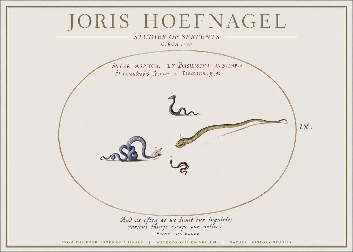 Joris Hoefnagel Studies of Serpents No1 - Plakat