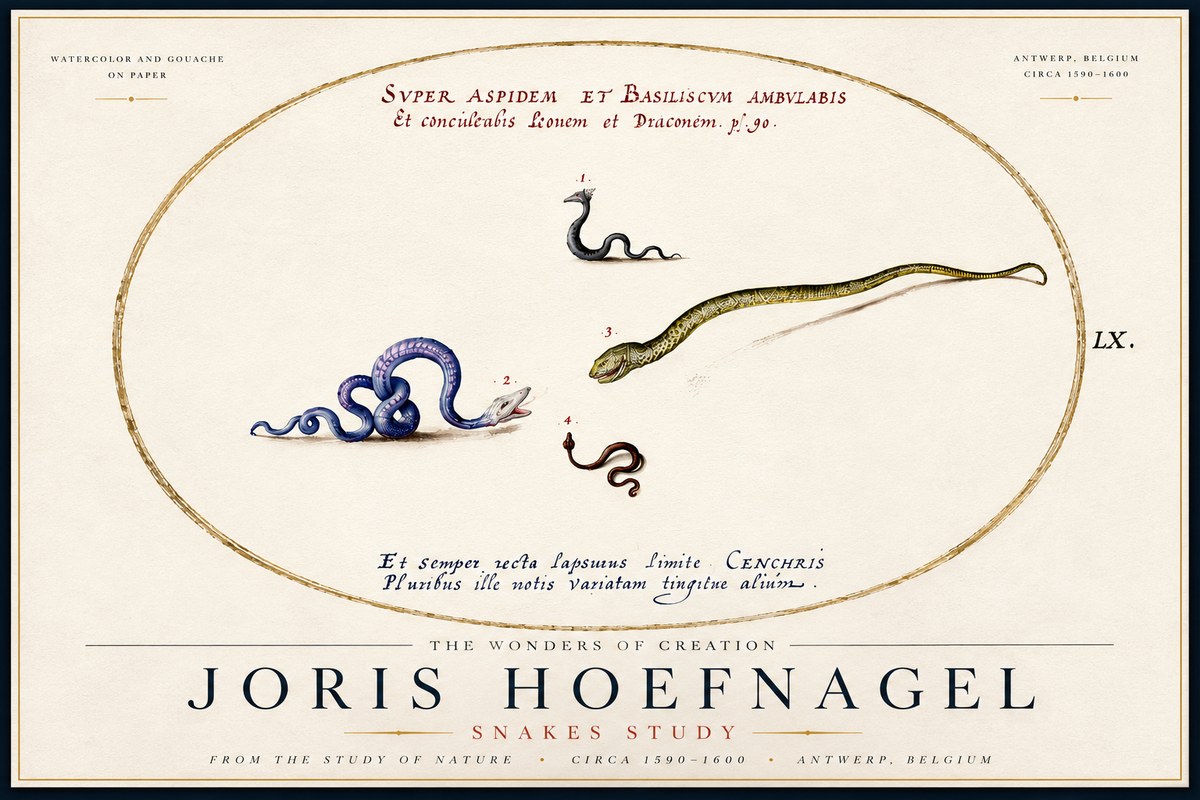 Joris Hoefnagel Studies of Serpents No6 - Plakat
