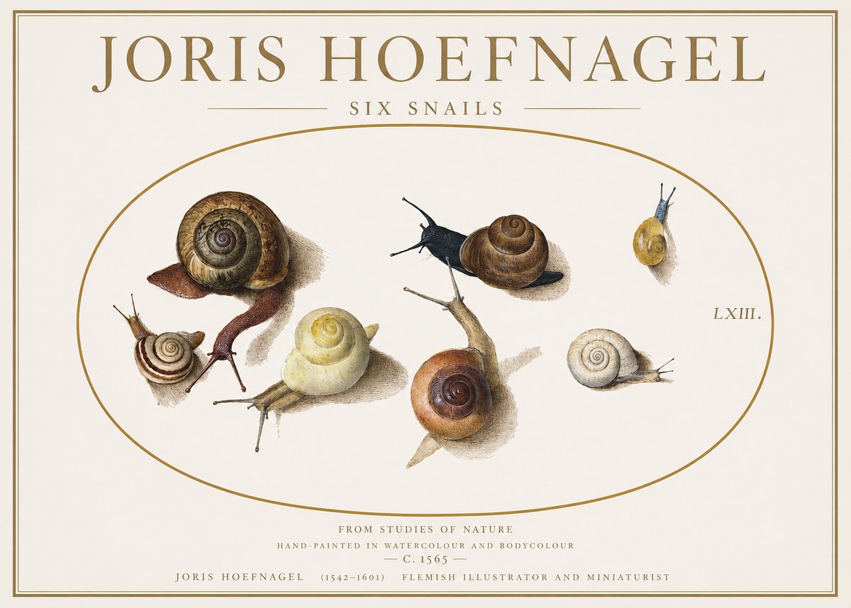 Joris Hoefnagel Six Snails No1 - Plakat