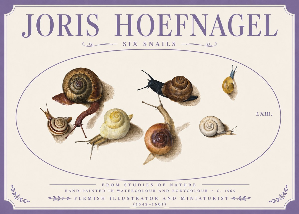 Joris Hoefnagel Six Snails No3 - Plakat