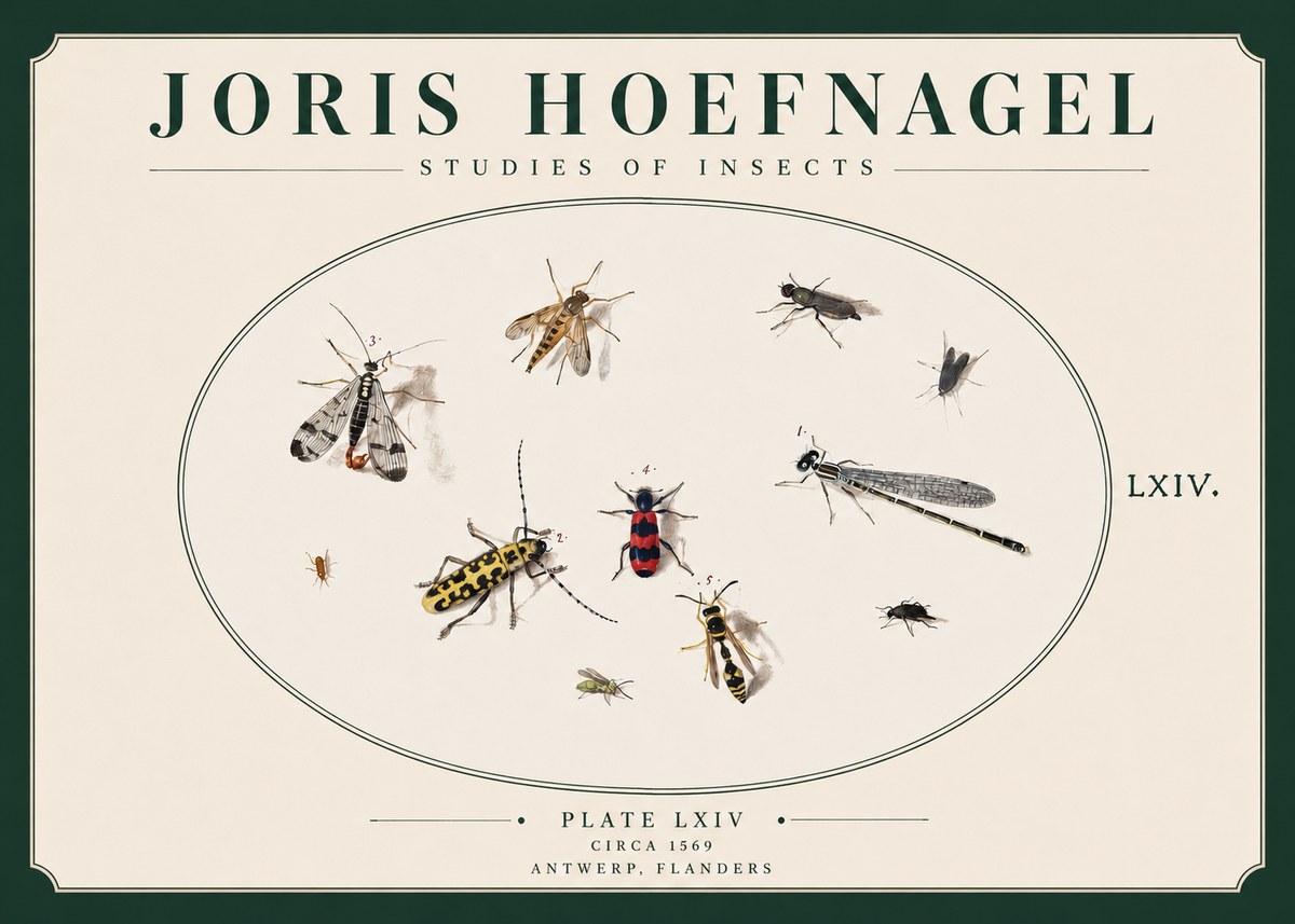 Joris Hoefnagel Studies of Insects - Plate Lxiv No3 - Plakat
