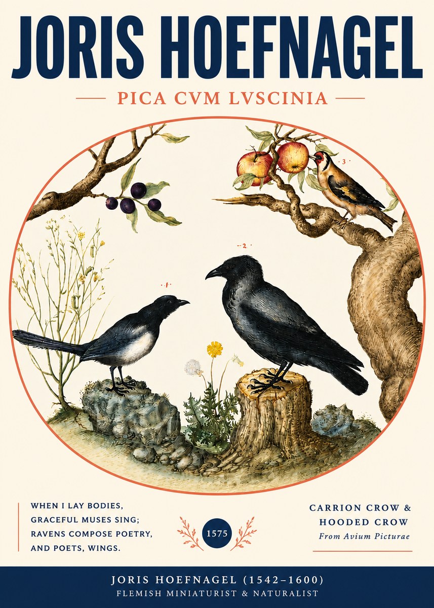 Joris Hoefnagel Carrion Crow & Hooded Crow No3 - Plakat