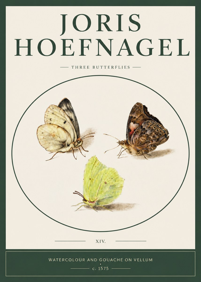 Joris Hoefnagel Three Butterflies II No2 - Plakat