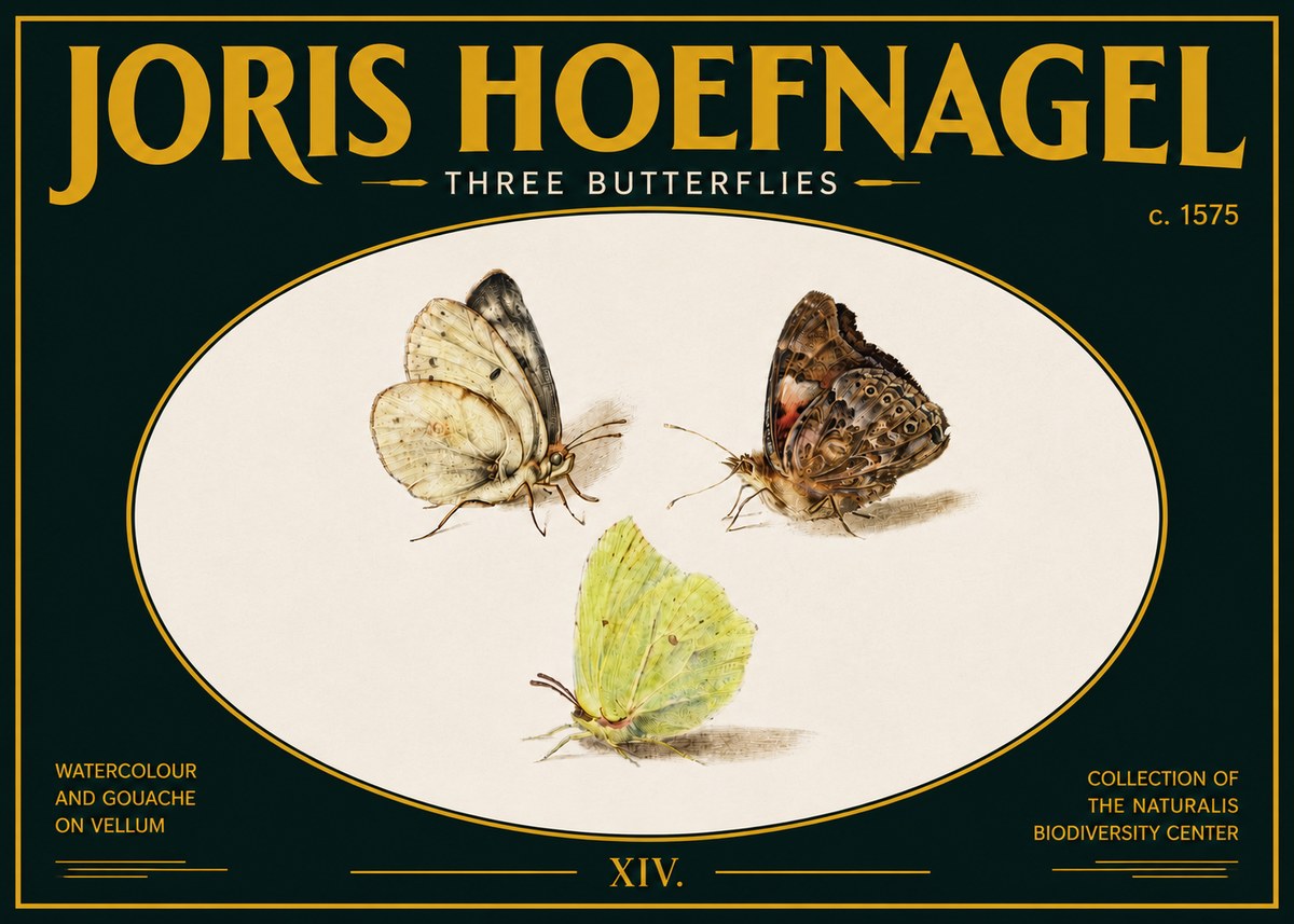 Joris Hoefnagel Three Butterflies II No5 - Plakat