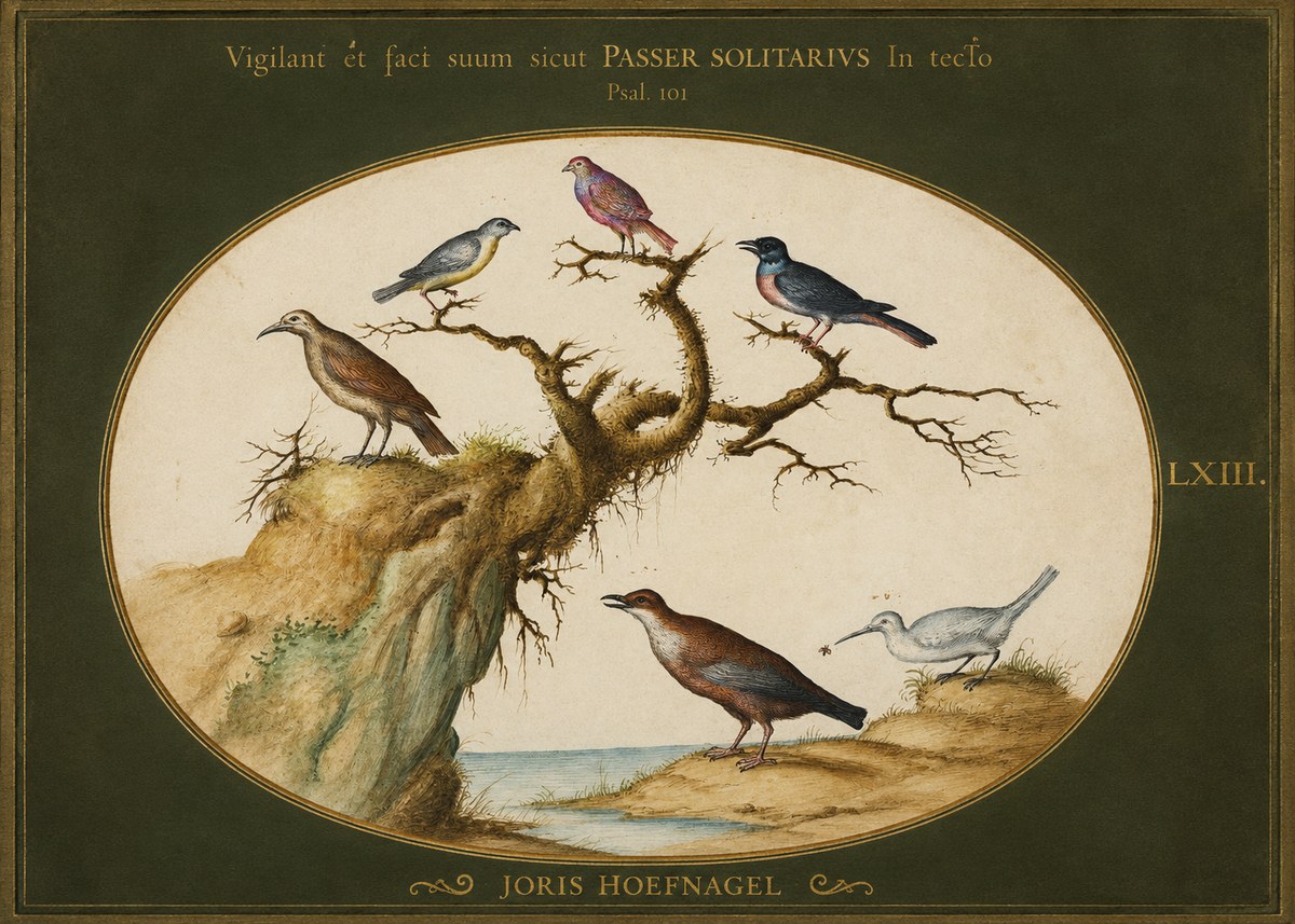 Joris Hoefnagel Vigilant Et Fact Suum Sicut Passer Solitarius in Tecto No1 - Plakat