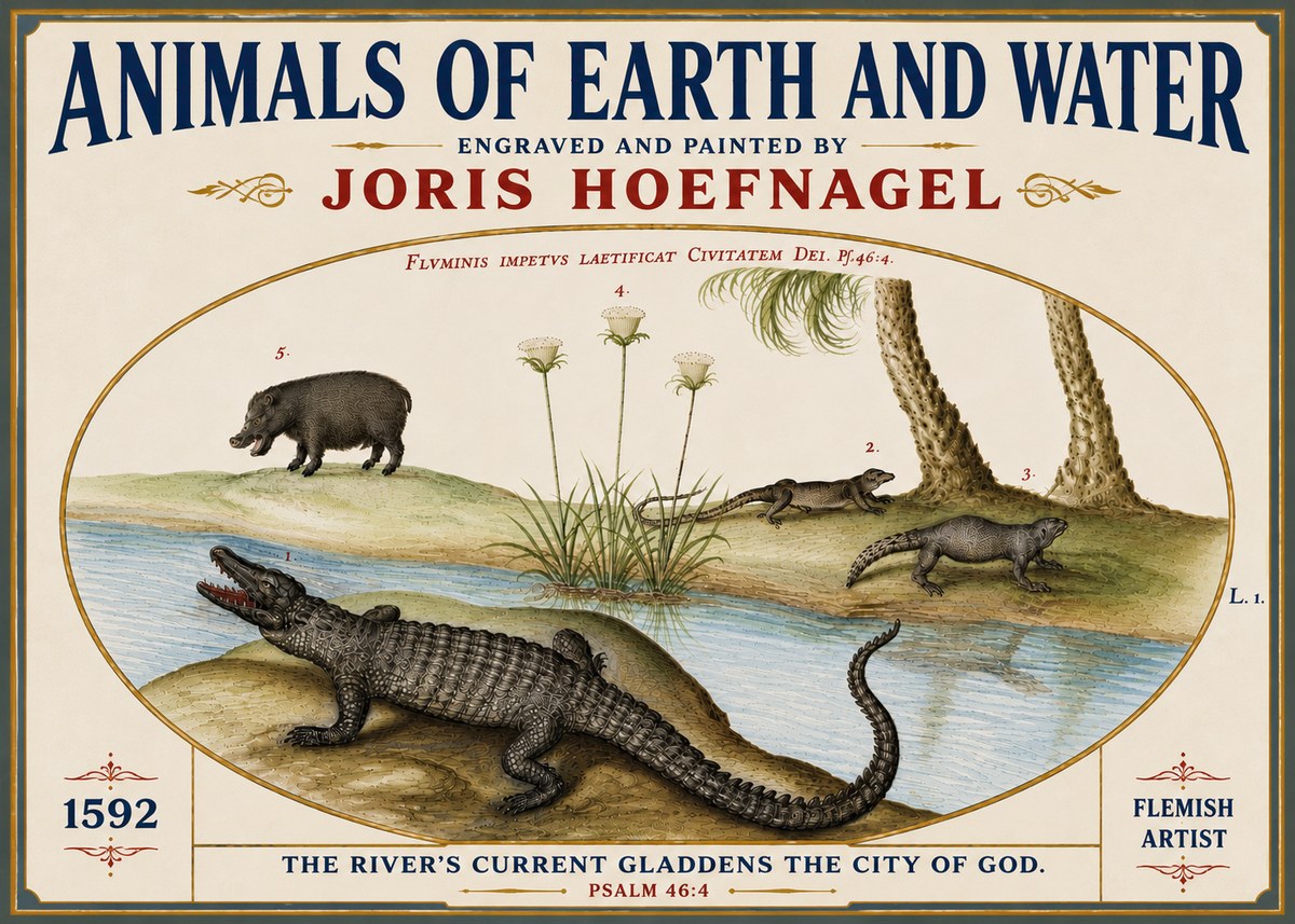Joris Hoefnagel Animals of Earth and Water No6 - Plakat