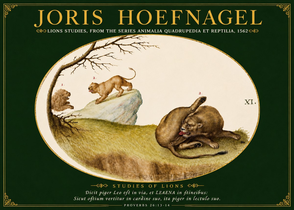 Joris Hoefnagel Lions Studies No5 - Plakat