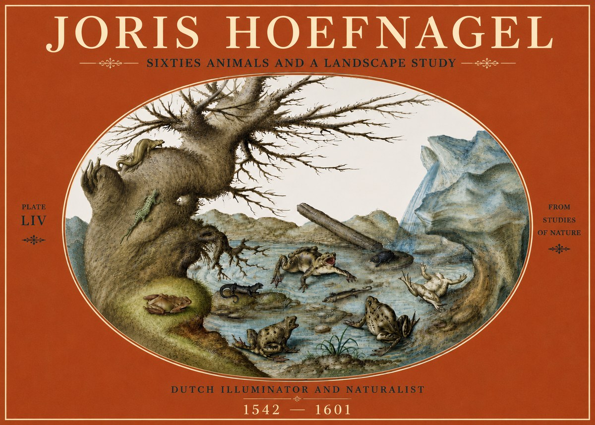 Joris Hoefnagel Sixtties Animals and a Landscape Study No6 - Plakat