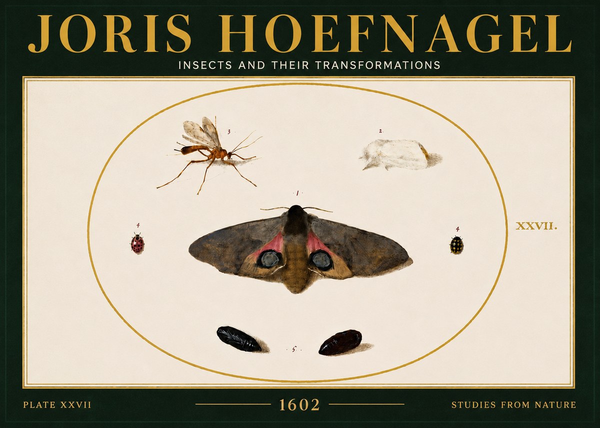 Joris Hoefnagel Insects and Their Transformations - Plate Xxvii No6 - Plakat