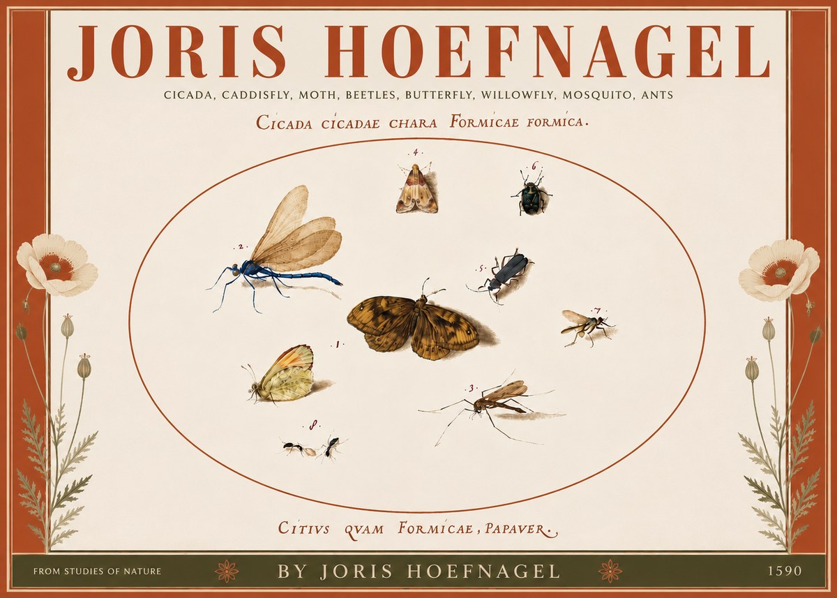Joris Hoefnagel Cicada Cicadae Chara Formicae Formica. No5 - Plakat