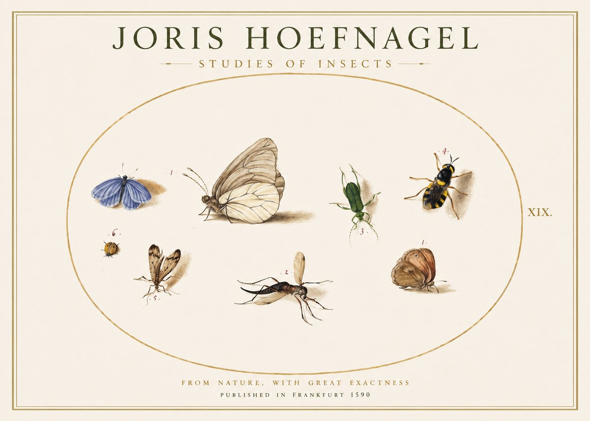 Joris Hoefnagel Studies of Insects V No1 - Plakat