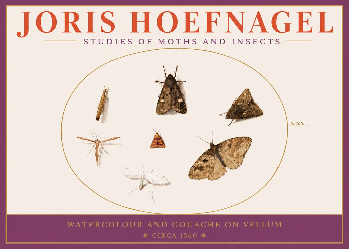 Joris Hoefnagel Studies of Moths and Insects - Xxv. No3 - Plakat