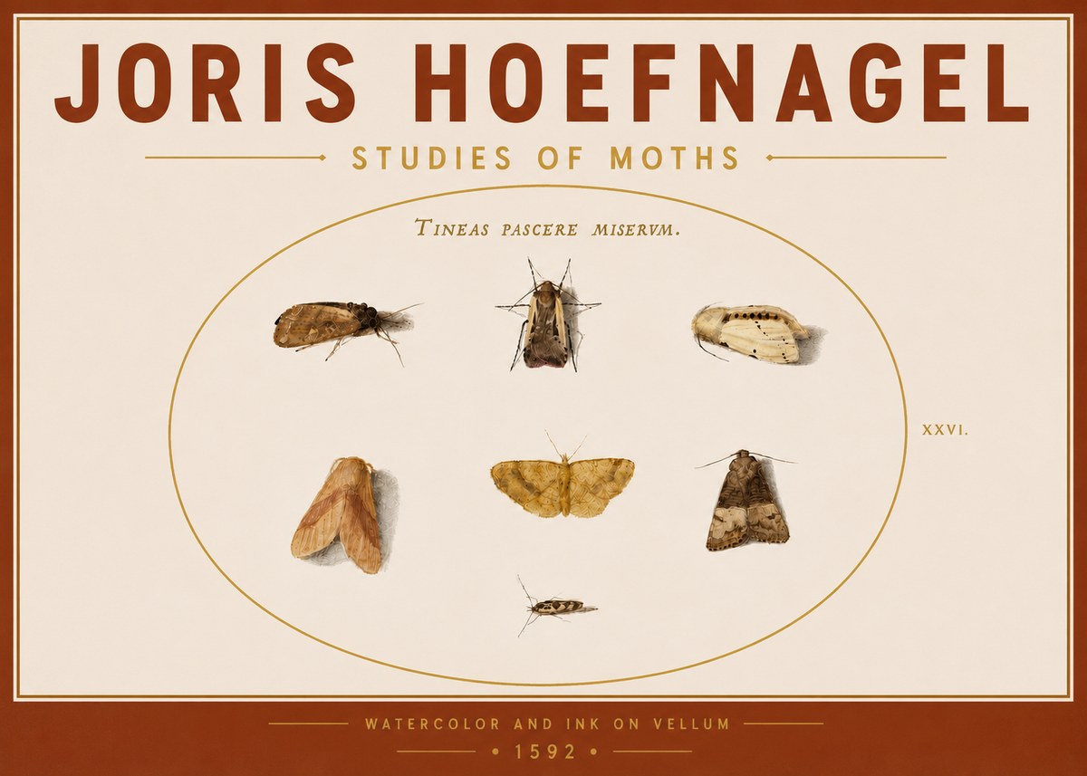 Joris Hoefnagel Studies of Moths II No5 - Plakat