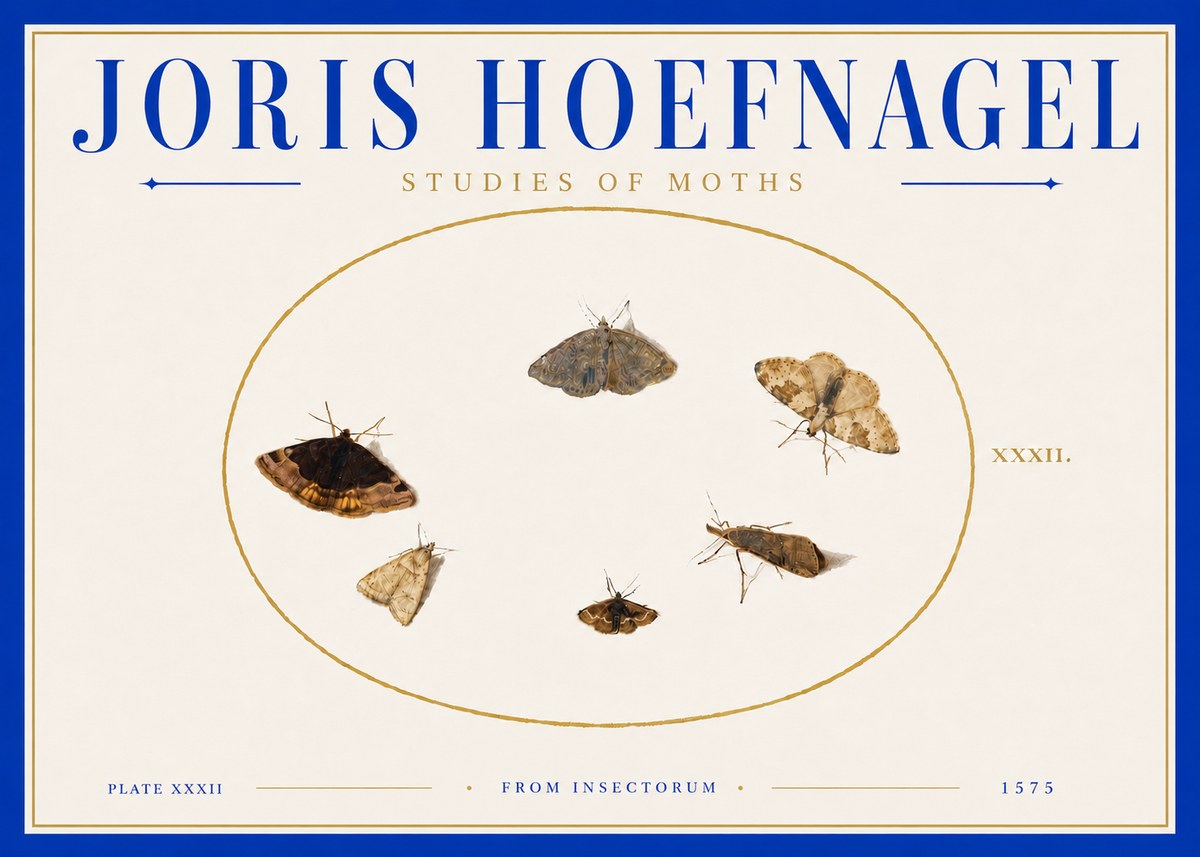 Joris Hoefnagel Studies of Moths III No6 - Plakat
