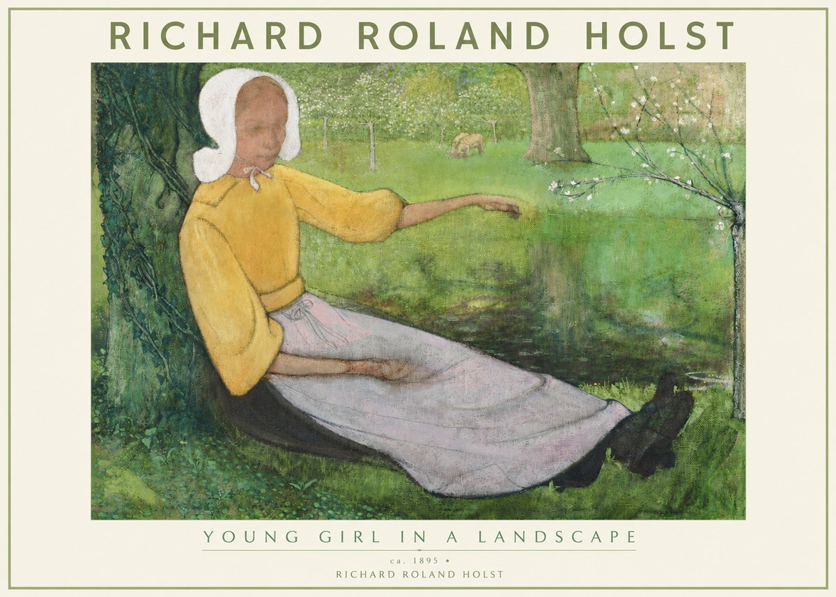 Richard Roland Holst Young Girl Resting by the Pond No3 - Plakat
