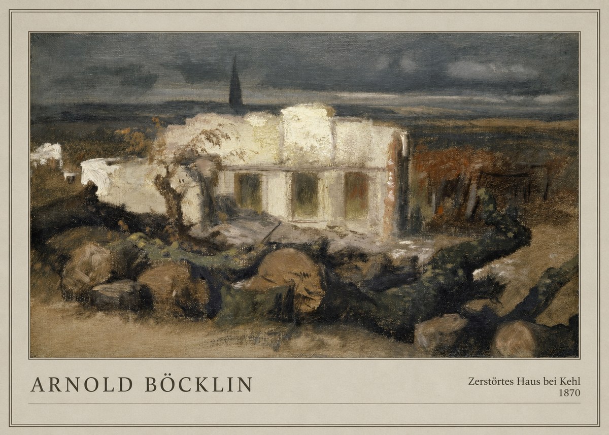 Arnold Böcklin Zerstörtes Haus Bei Kehl No3 - Plakat