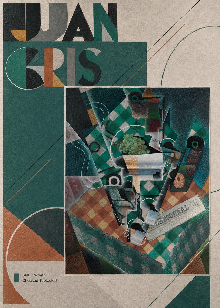 Juan Gris Still Life with Checked Tablecloth No3 - Plakat
