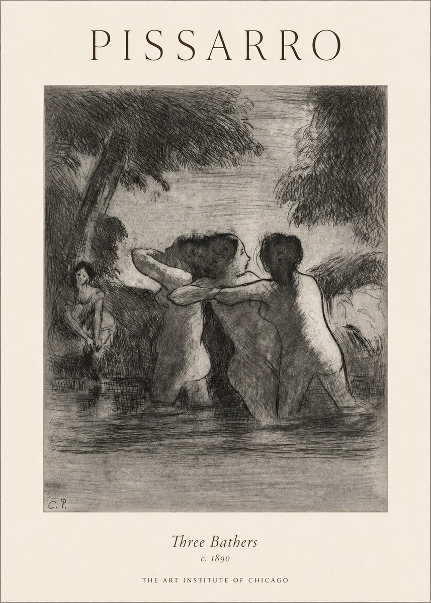 Pissarro Three Bathers No1 - Plakat