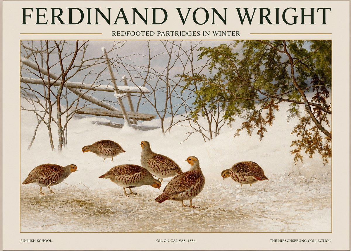 Ferdinand von Wright Redfooted Partridges in Winter No1 - Plakat