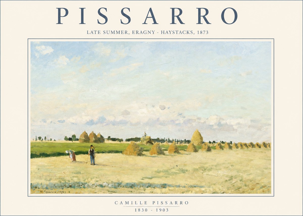 Pissarro Landscape with Haystacks, 1873 No2 - Plakat