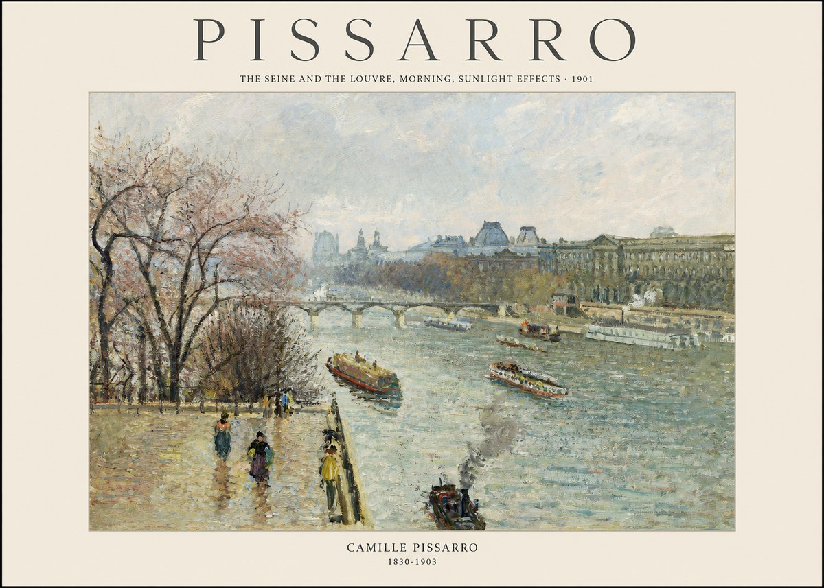 Pissarro The Seine and the Louvre, Morning, Sunlight Effects - 1901 No1 - Plakat