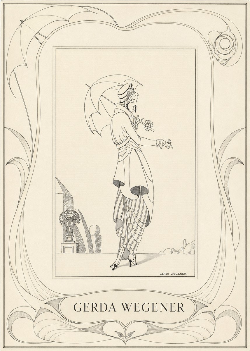 Gerda Wegener Elegant Figure with Parasol No3 - Plakat