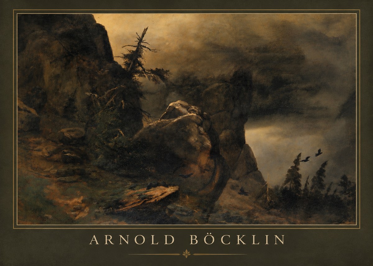 Arnold Böcklin Felsabhang Mit Wettertannen No5 - Plakat