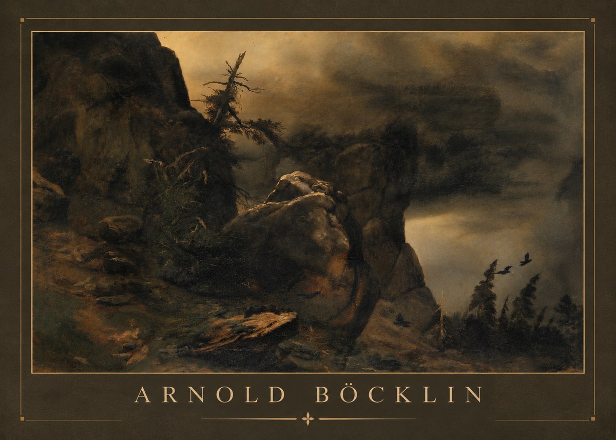 Arnold Böcklin Felsabhang Mit Wettertannen No6 - Plakat