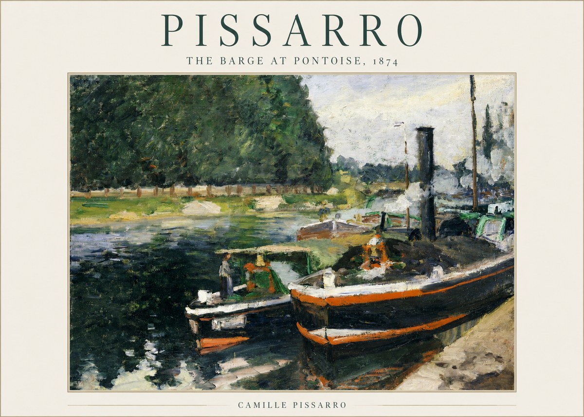 Pissarro The Barge at Pontoise, 1874 No1 - Plakat