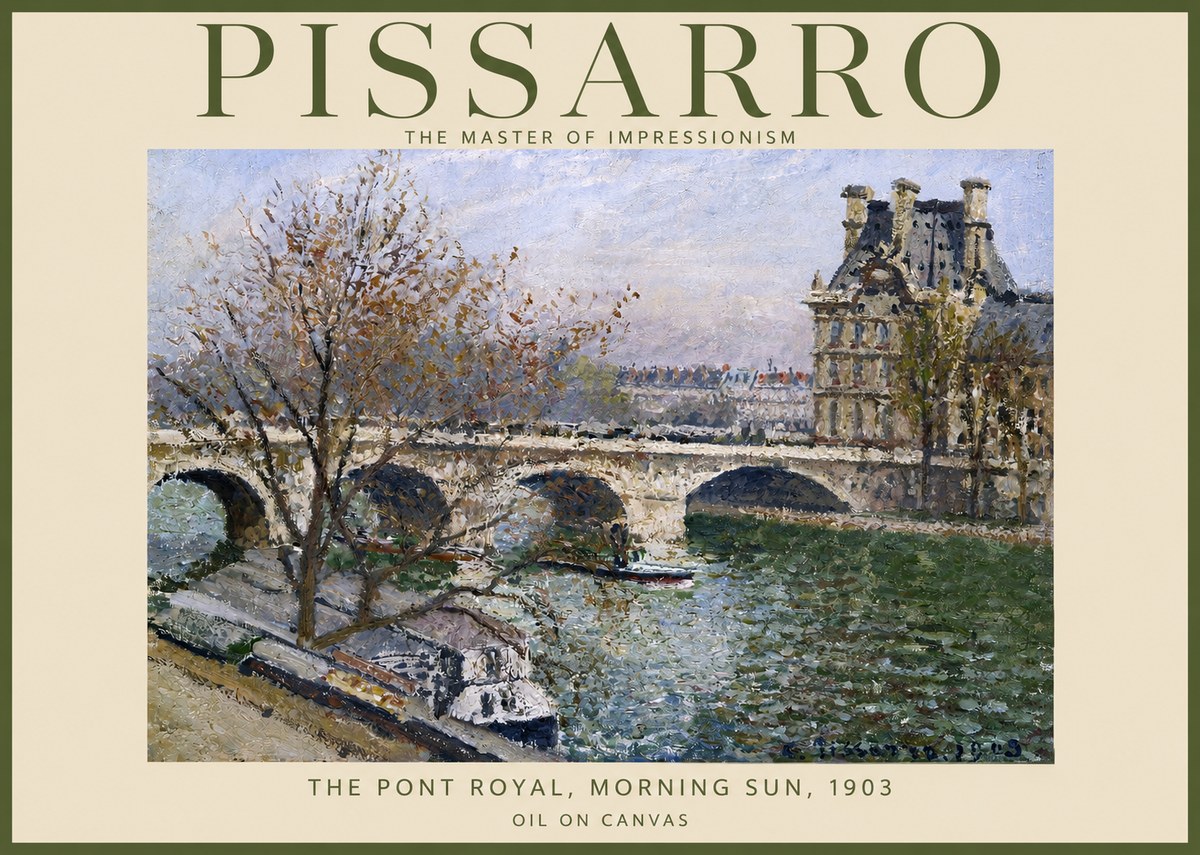Pissarro The Pont Royal and the Louvre. Morning, 1903 No2 - Plakat