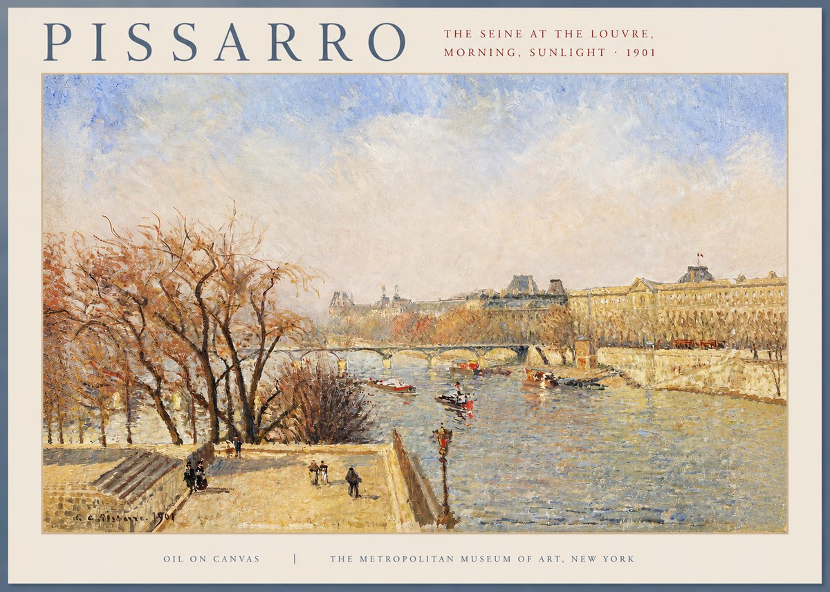 Pissarro The Seine at the Louvre, Morning, Sunlight - 1901 No2 - Plakat