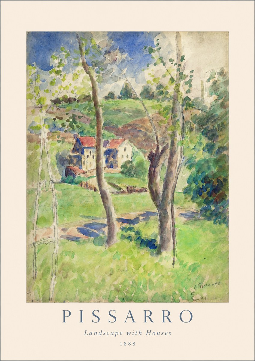 Pissarro Landscape with Houses No1 - Plakat