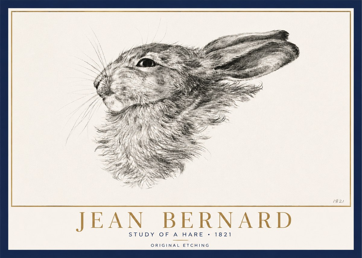 Jean Bernard Study of a Hare No3 - Plakat