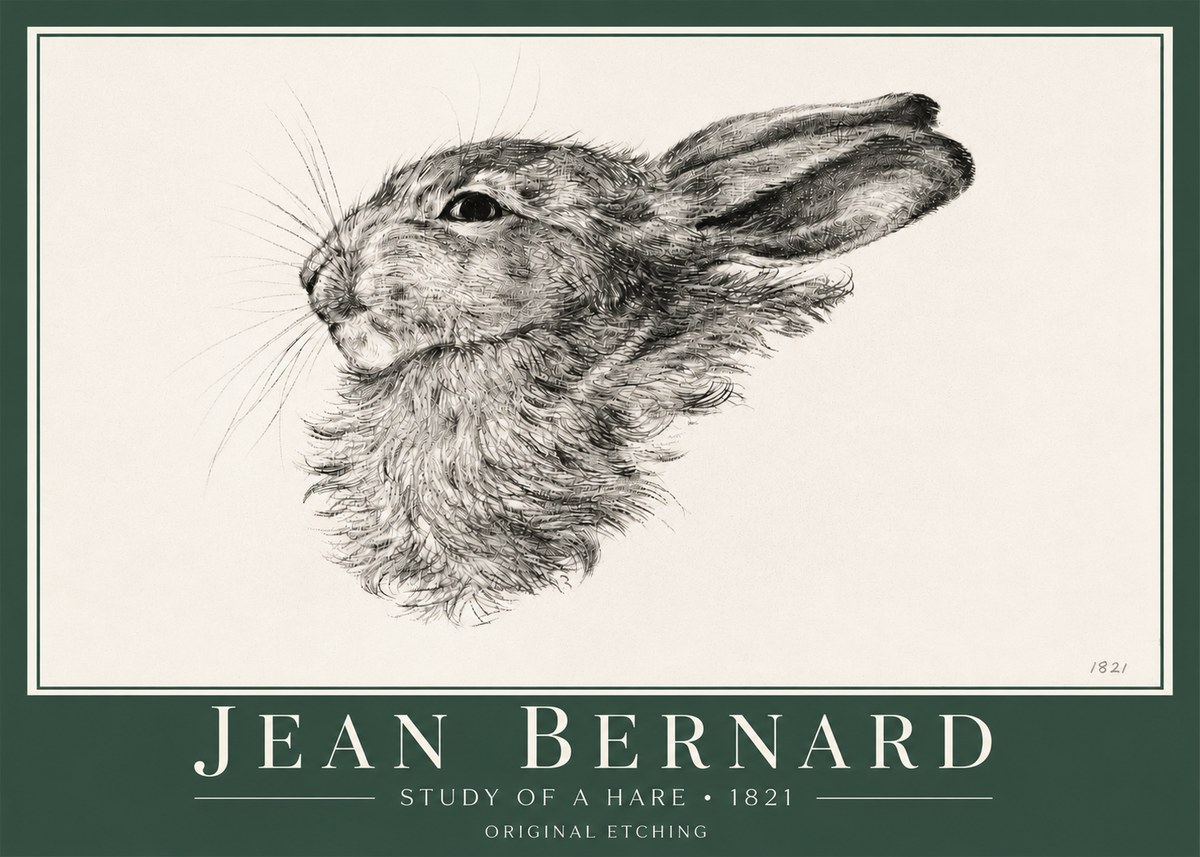 Jean Bernard Study of a Hare No4 - Plakat