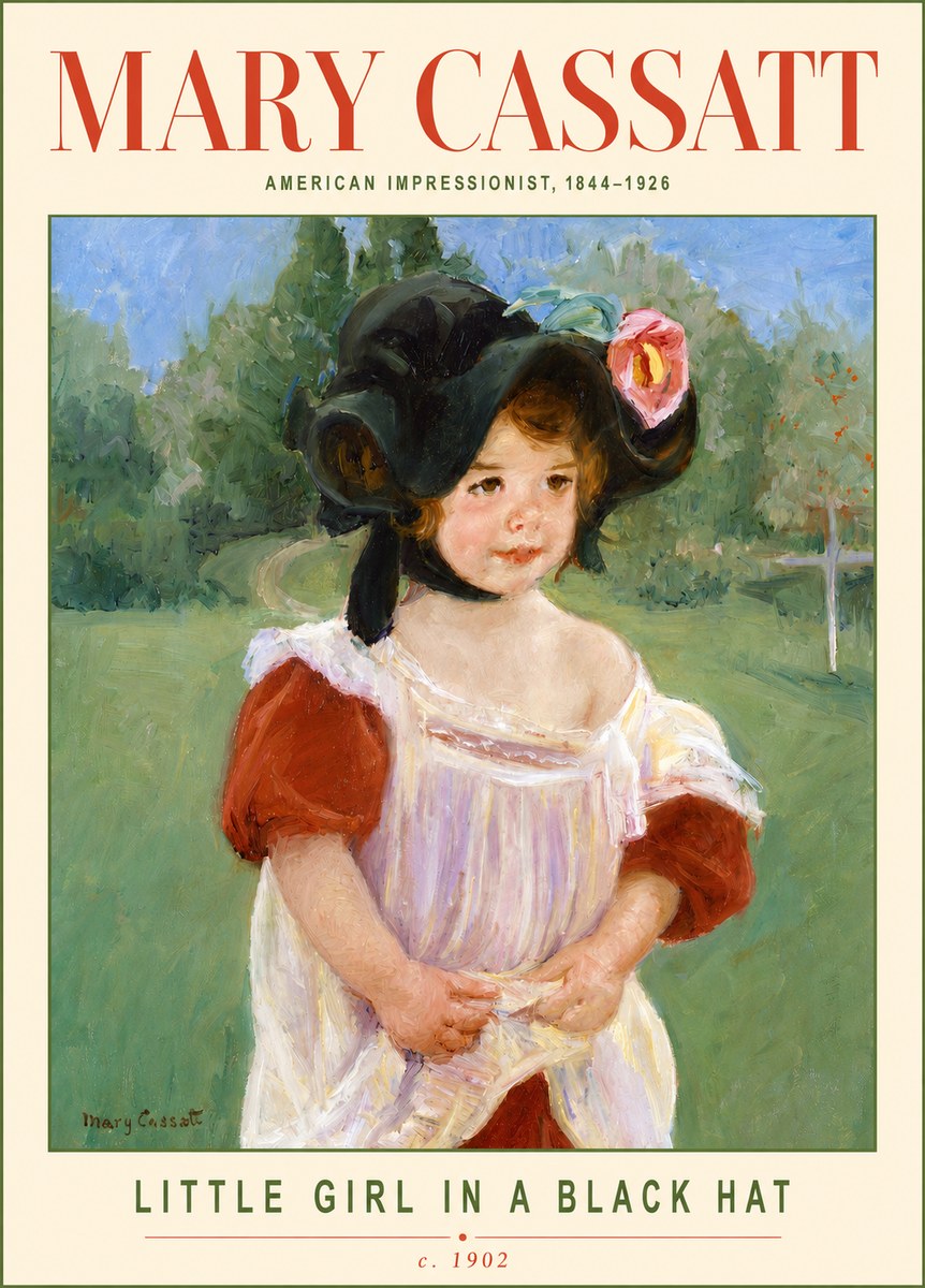 Mary Cassatt Little Girl in a Black Hat No2 - Plakat