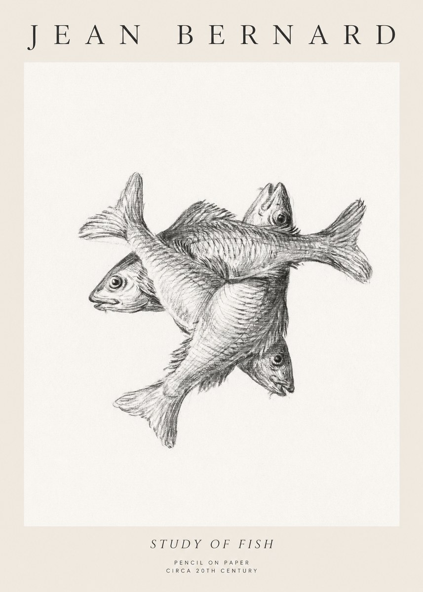 Jean Bernard Study of Fish No1 - Plakat
