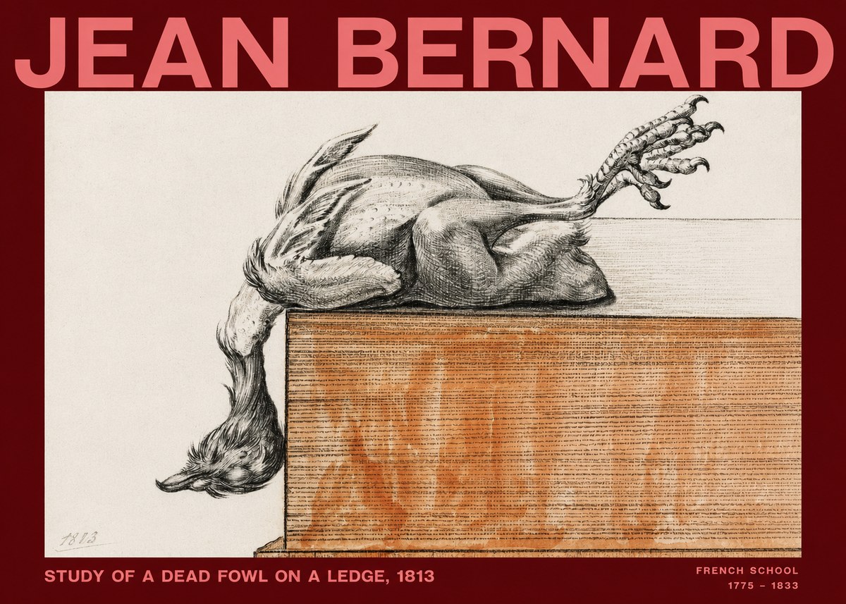 Jean Bernard Study of a Dead Fowl on a Ledge, 1813 No2 - Plakat