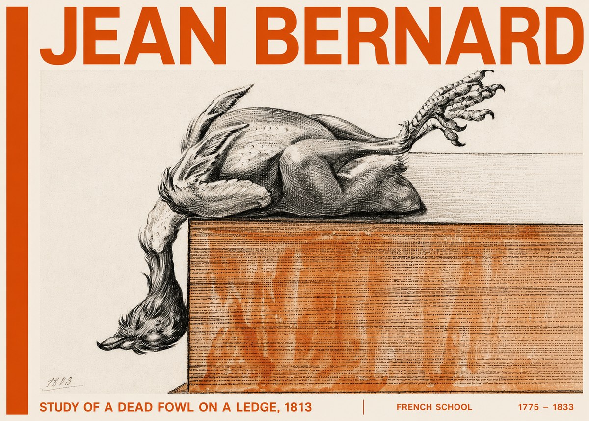 Jean Bernard Study of a Dead Fowl on a Ledge, 1813 No4 - Plakat