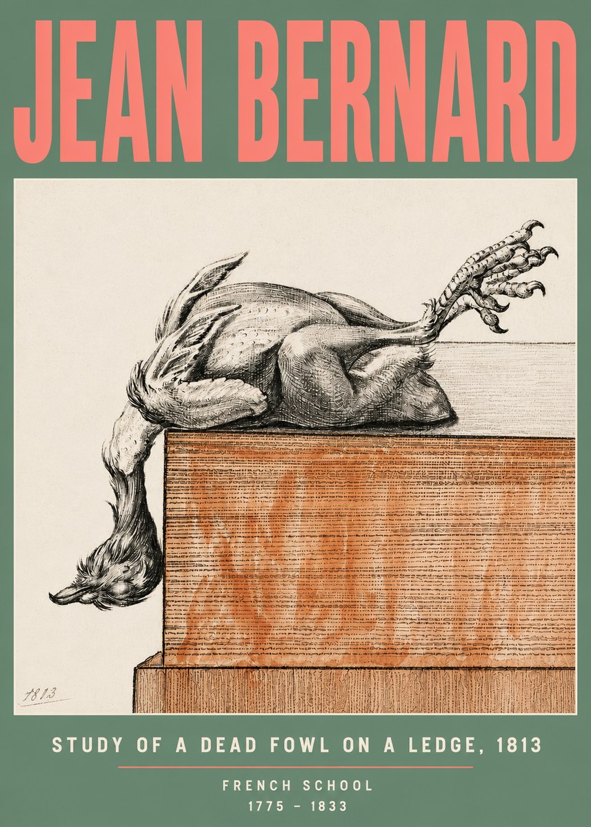 Jean Bernard Study of a Dead Fowl on a Ledge, 1813 No5 - Plakat
