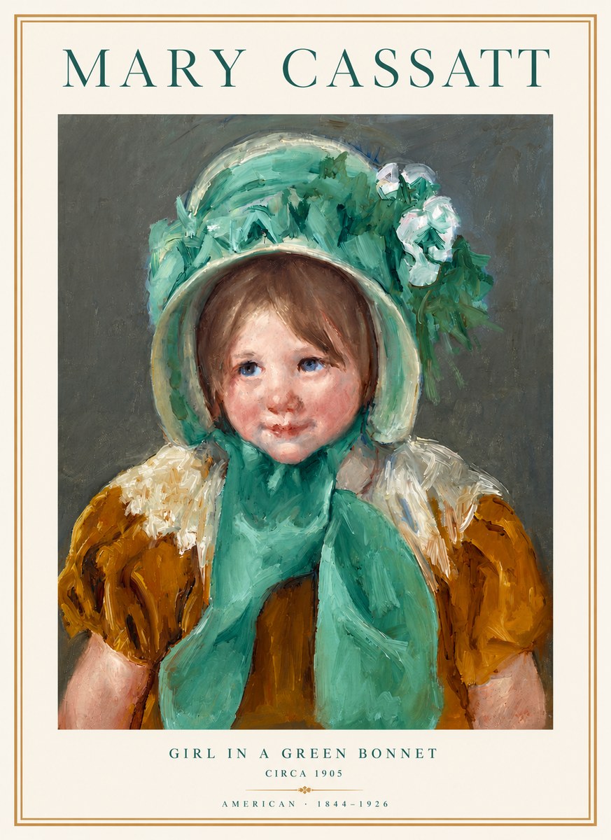 Mary Cassatt Girl in a Green Bonnet No3 - Plakat