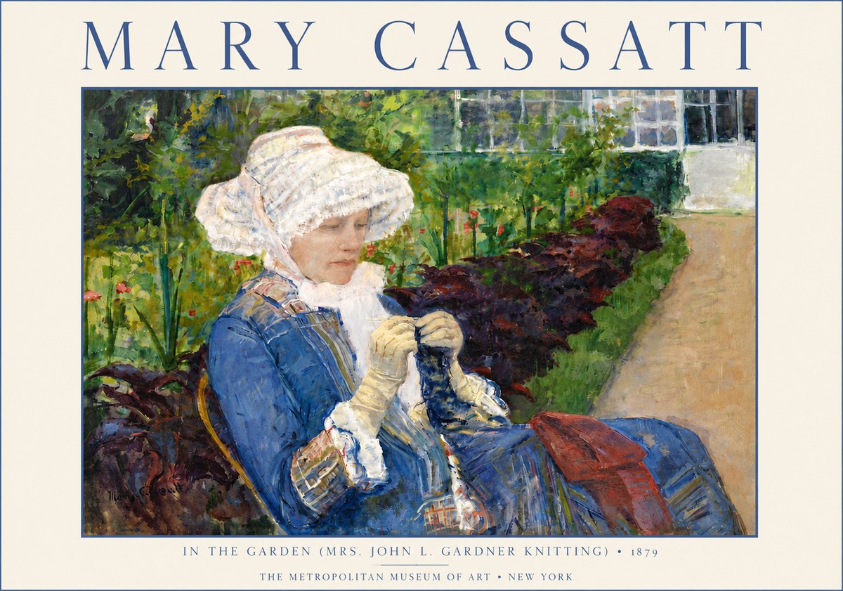 Mary Cassatt In the Garden (Mrs. John L. Gardner Knitting) No6 - Plakat