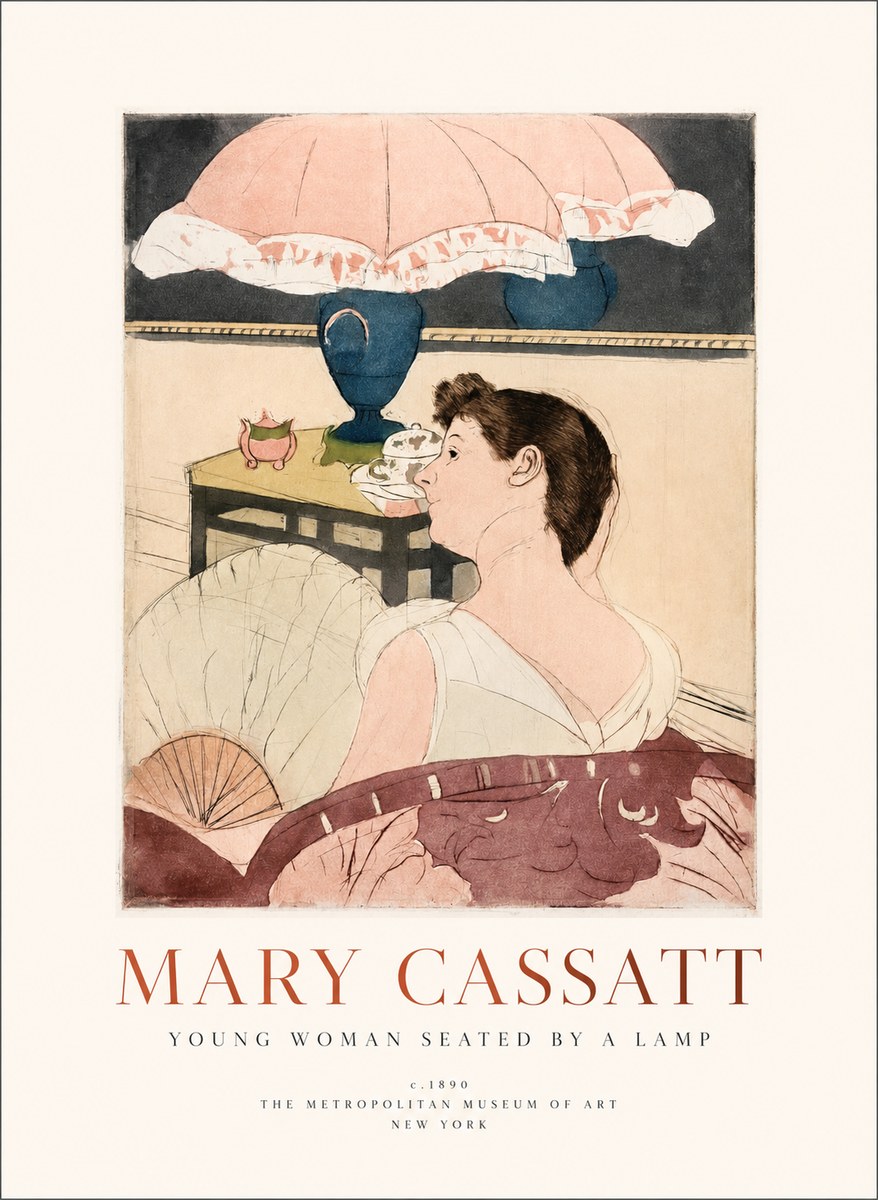 Mary Cassatt Young Woman Seated by a Lamp No1 - Plakat
