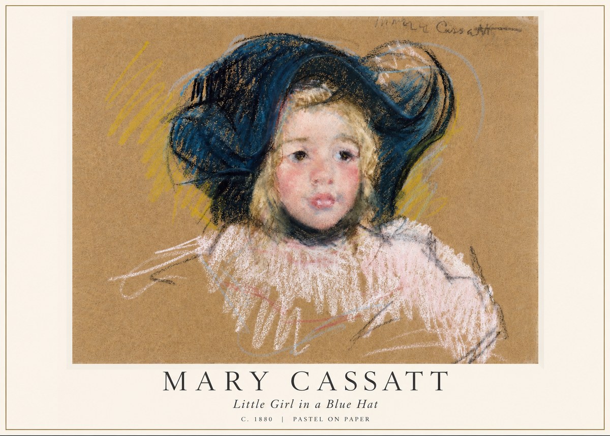 Mary Cassatt Little Girl in a Blue Hat No6 - Plakat