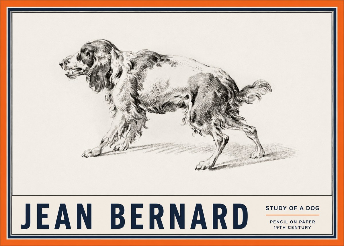 Jean Bernard Study of a Dog V No2 - Plakat
