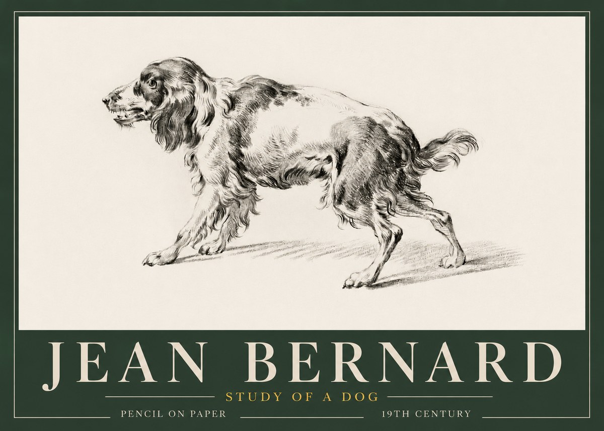 Jean Bernard Study of a Dog V No3 - Plakat